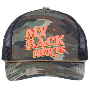 Funny Retro Rainbow My Back Hurts Retro Rope Trucker Hat Cap