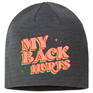 Funny Retro Rainbow My Back Hurts Sustainable Beanie