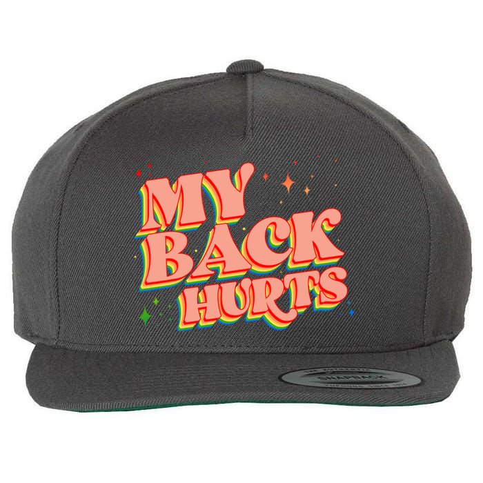 Funny Retro Rainbow My Back Hurts Wool Snapback Cap