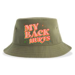 Funny Retro Rainbow My Back Hurts Sustainable Bucket Hat