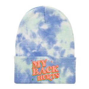 Funny Retro Rainbow My Back Hurts Tie Dye 12in Knit Beanie