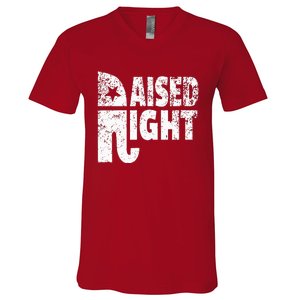 Funny Raised Right Elephant Vote Republican Party Red State V-Neck T-Shirt