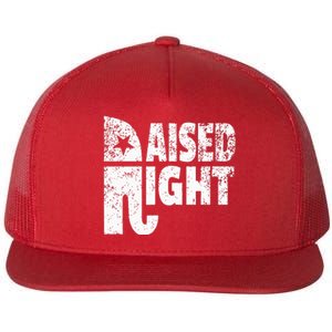 Funny Raised Right Elephant Vote Republican Party Red State Flat Bill Trucker Hat