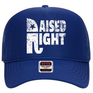 Funny Raised Right Elephant Vote Republican Party Red State High Crown Mesh Back Trucker Hat