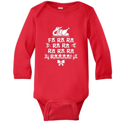 Fa Ra Ra Christmas Duck Baby Long Sleeve Bodysuit