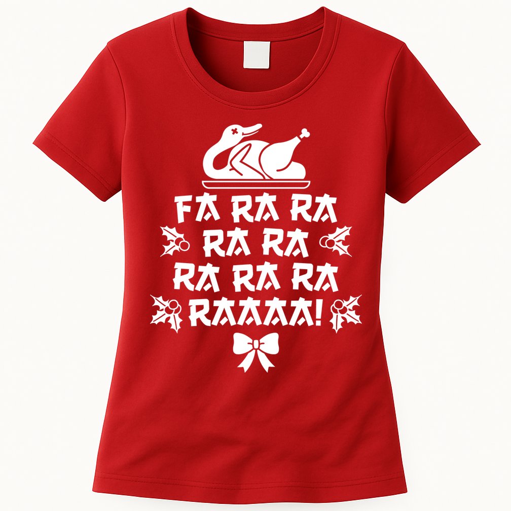 Fa Ra Ra Christmas Duck Womens T-Shirt