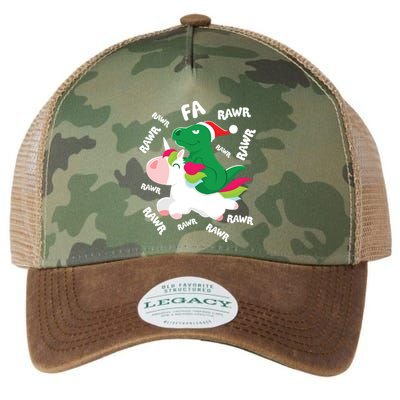 Fa Ra Rawr Trex Dinosaur Riding Reindeer Unicorn Christmas Gift Legacy Tie Dye Trucker Hat