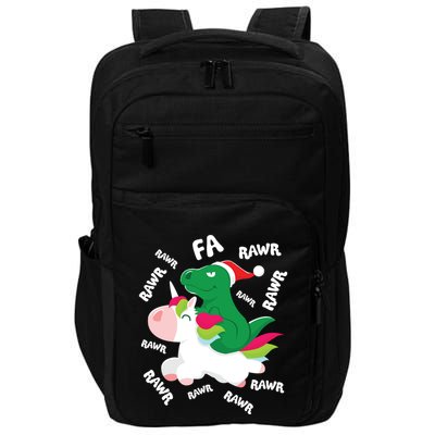 Fa Ra Rawr Trex Dinosaur Riding Reindeer Unicorn Christmas Gift Impact Tech Backpack