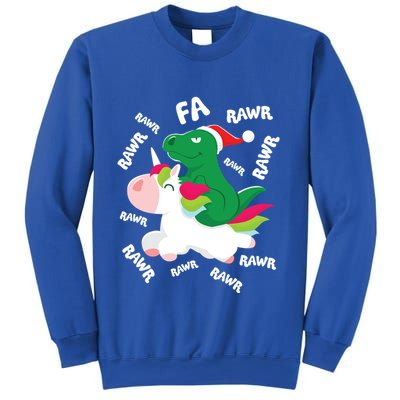 Fa Ra Rawr Trex Dinosaur Riding Reindeer Unicorn Christmas Gift Sweatshirt