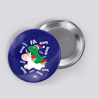 Fa Ra Rawr Trex Dinosaur Riding Reindeer Unicorn Christmas Gift Button