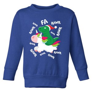 Fa Ra Rawr Trex Dinosaur Riding Reindeer Unicorn Christmas Gift Toddler Sweatshirt