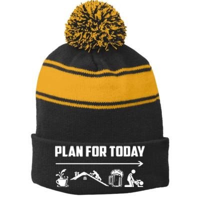 Funny Roofing Roofer Plan For Today Coffee Roofing Beer Stripe Pom Pom Beanie