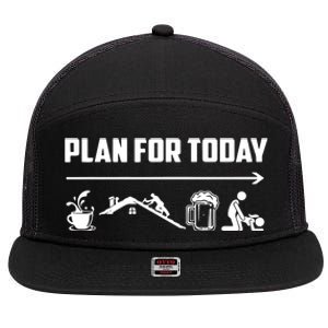 Funny Roofing Roofer Plan For Today Coffee Roofing Beer 7 Panel Mesh Trucker Snapback Hat