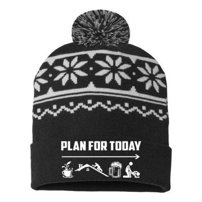 Funny Roofing Roofer Plan For Today Coffee Roofing Beer USA-Made Snowflake Beanie