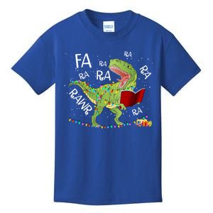 Fa Ra Rawr Tfunny Giftrex Santa Christmas Carol Funny Fa La La Gift Kids T-Shirt