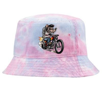 Funny Rockabilly Rats Riding A Bike Tie-Dyed Bucket Hat