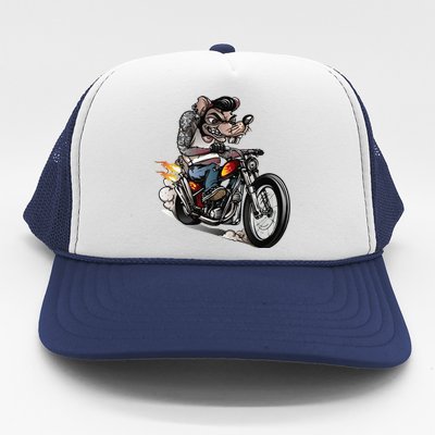 Funny Rockabilly Rats Riding A Bike Trucker Hat