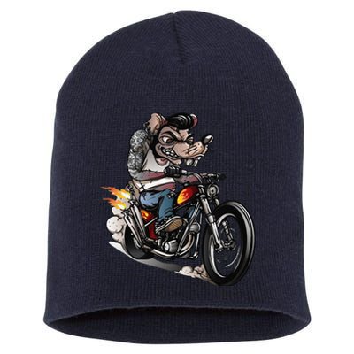 Funny Rockabilly Rats Riding A Bike Short Acrylic Beanie