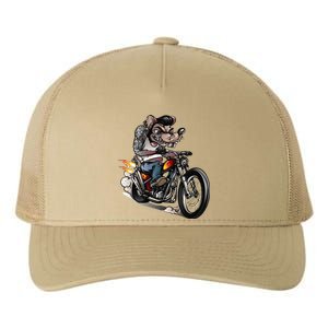 Funny Rockabilly Rats Riding A Bike Yupoong Adult 5-Panel Trucker Hat