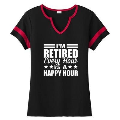 Funny Retired Retirement Ladies Halftime Notch Neck Tee