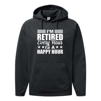 Funny Retired Retirement Performance Fleece Hoodie