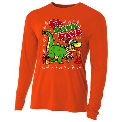 Fa Rawr Rawr Gift Funny Xmas Santa Hat Dinosaur Christmas Gift Cooling Performance Long Sleeve Crew