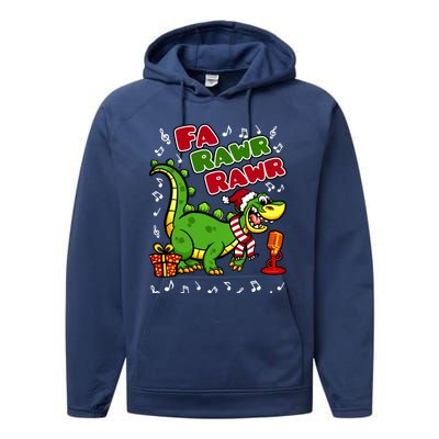 Fa Rawr Rawr Gift Funny Xmas Santa Hat Dinosaur Christmas Gift Performance Fleece Hoodie