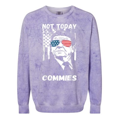 Funny Ronald Reagan Not Today Commie Political Humor Colorblast Crewneck Sweatshirt