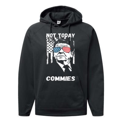 Funny Ronald Reagan Not Today Commie Political Humor Performance Fleece Hoodie