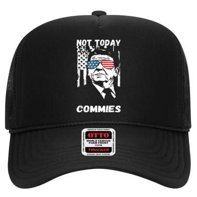 Funny Ronald Reagan Not Today Commie Political Humor High Crown Mesh Back Trucker Hat