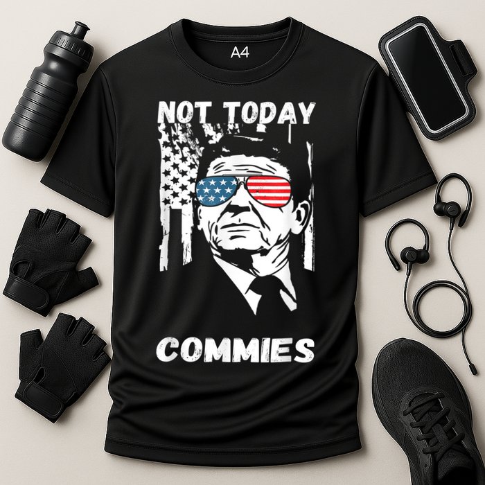 Funny Ronald Reagan Not Today Commie Political Humor Cooling Performance Crew T-Shirt