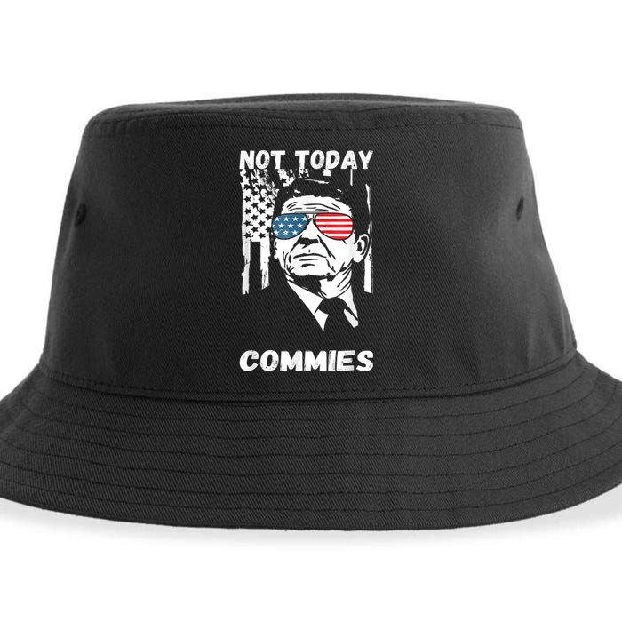 Funny Ronald Reagan Not Today Commie Political Humor Sustainable Bucket Hat