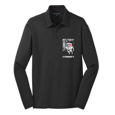 Funny Ronald Reagan Not Today Commie Political Humor Silk Touch Performance Long Sleeve Polo