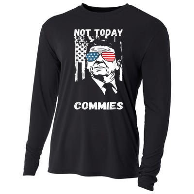 Funny Ronald Reagan Not Today Commie Political Humor Cooling Performance Long Sleeve Crew