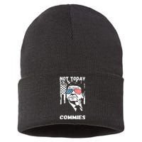 Funny Ronald Reagan Not Today Commie Political Humor Sustainable Knit Beanie