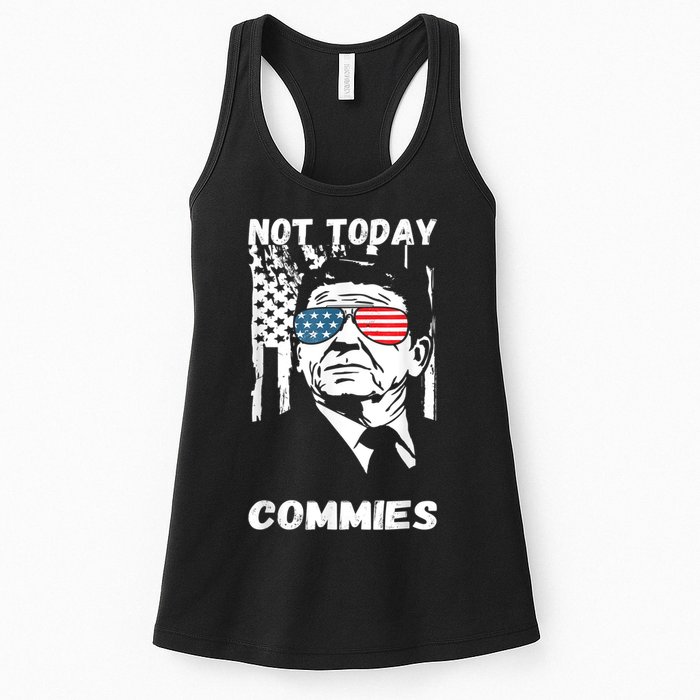 Funny Ronald Reagan Not Today Commie Political Humor Womens Tank Top