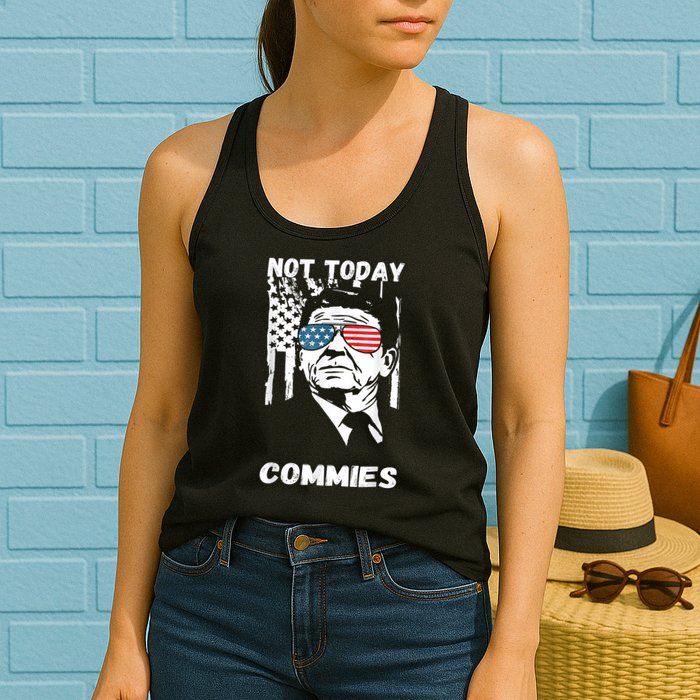 Funny Ronald Reagan Not Today Commie Political Humor Womens Tank Top