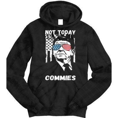 Funny Ronald Reagan Not Today Commie Political Humor Tie Dye Hoodie