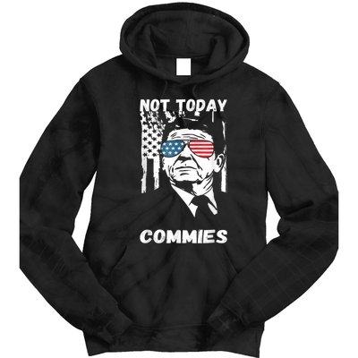 Funny Ronald Reagan Not Today Commie Political Humor Tie Dye Hoodie