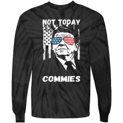 Funny Ronald Reagan Not Today Commie Political Humor Tie-Dye Long Sleeve Shirt