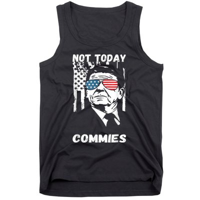 Funny Ronald Reagan Not Today Commie Political Humor Tank Top