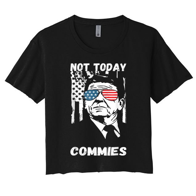 Funny Ronald Reagan Not Today Commie Political Humor Crop Top