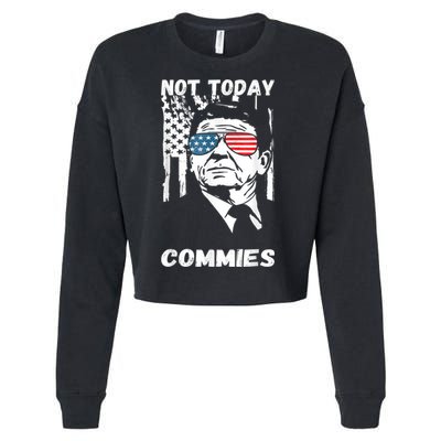 Funny Ronald Reagan Not Today Commie Political Humor Cropped Pullover Crew