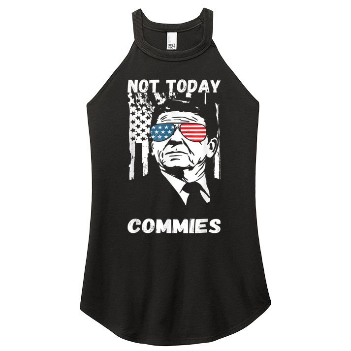Funny Ronald Reagan Not Today Commie Political Humor Women's Perfect Tri Rocker Tank