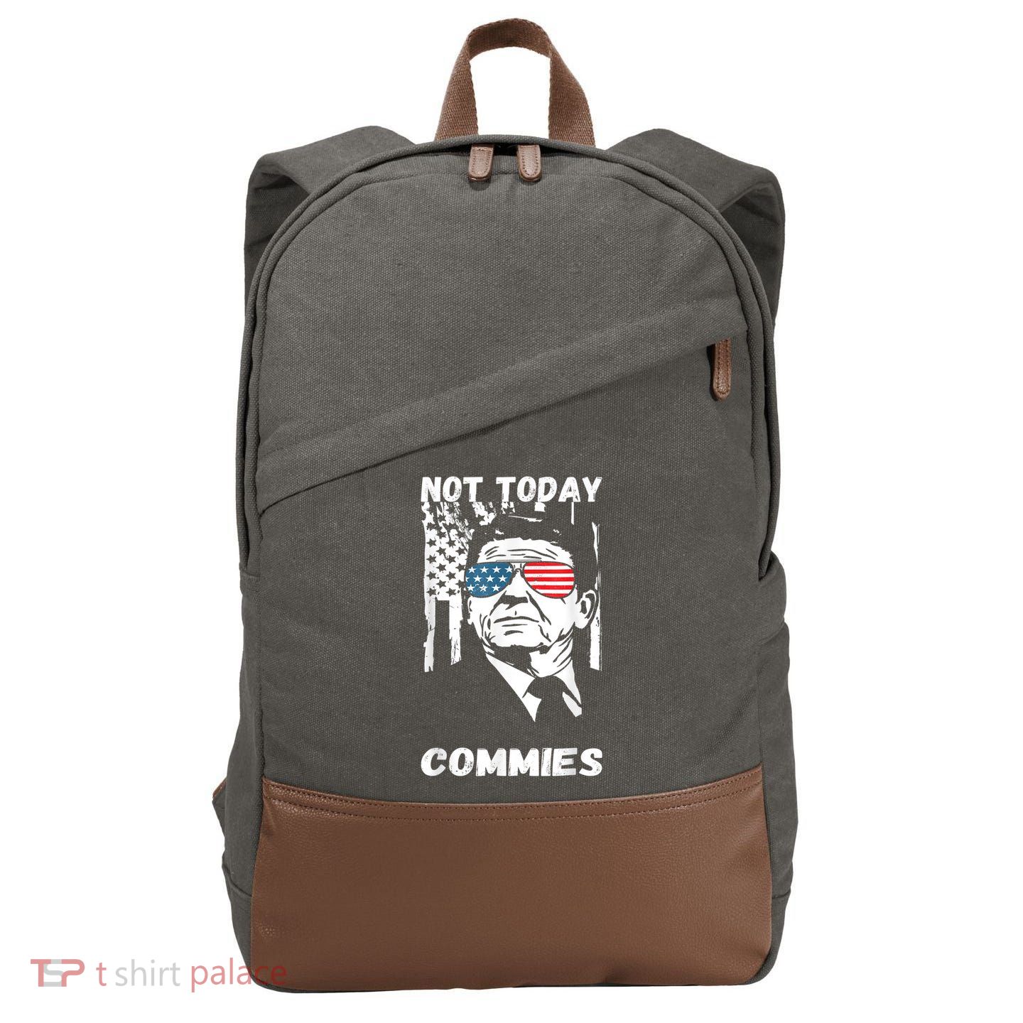 Funny Ronald Reagan Not Today Commie Political Humor Cotton Canvas Backpack