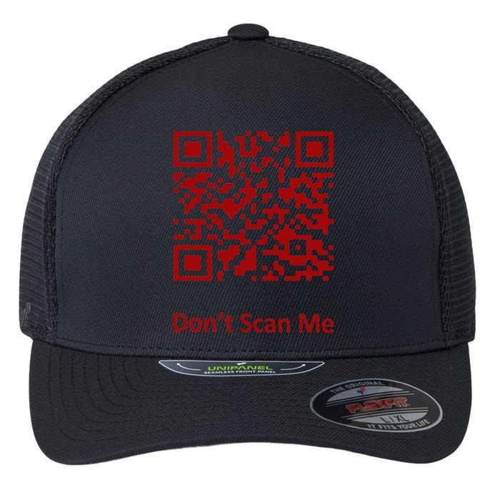 Funny Rick Roll Meme QR Code Scan for Laughs and Fun Flexfit Unipanel Trucker Cap