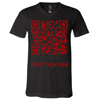 Funny Rick Roll Meme QR Code Scan for Laughs and Fun V-Neck T-Shirt