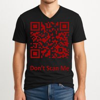 Funny Rick Roll Meme QR Code Scan for Laughs and Fun V-Neck T-Shirt