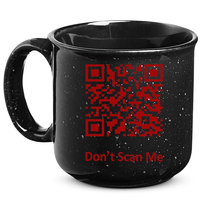 Funny Rick Roll Meme QR Code Scan for Laughs and Fun 15oz Campfire Ceramic Mug