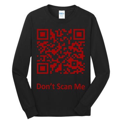 Funny Rick Roll Meme QR Code Scan for Laughs and Fun Tall Long Sleeve T-Shirt